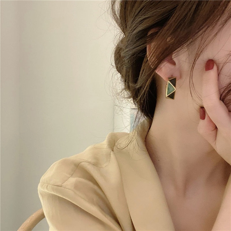 Contemporary Style Silver Studs Earrings