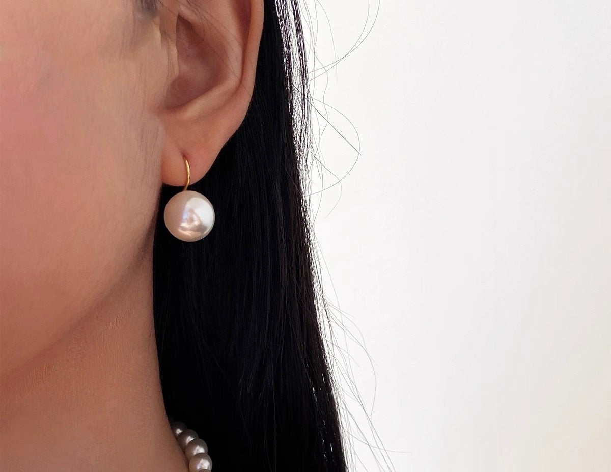 Sterling Silver Geometric Pearl Dangle Earrings
