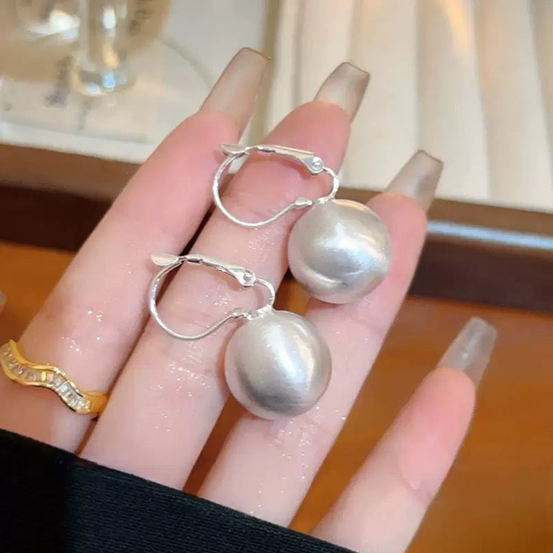 Sterling Silver Geometric Pearl Dangle Earrings