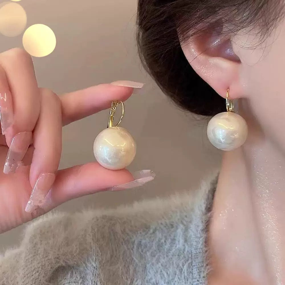 Sterling Silver Geometric Pearl Dangle Earrings