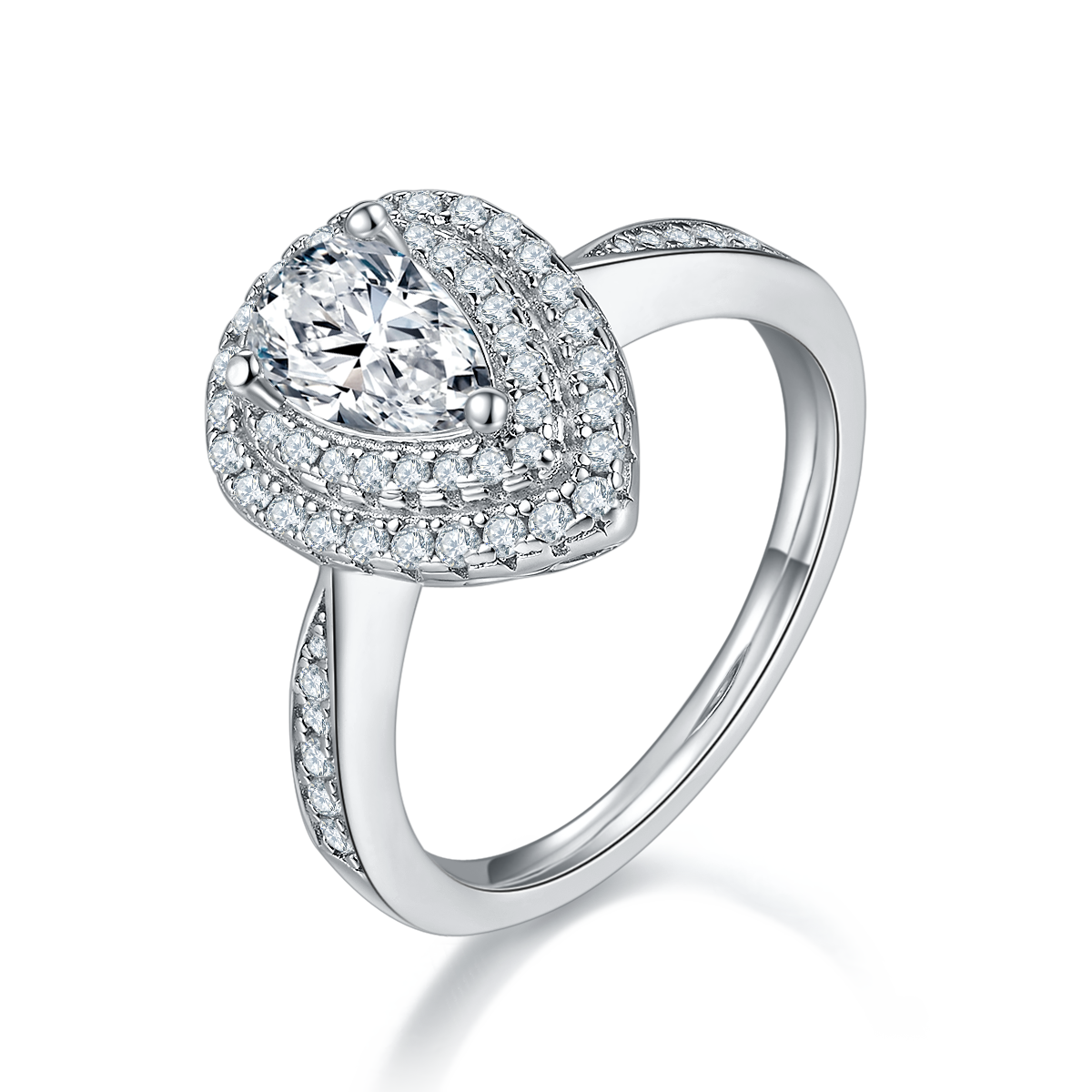 Pear shaped moissanite women's ring
