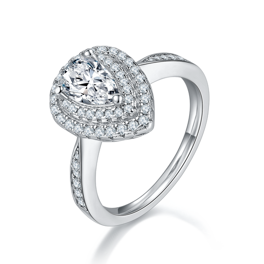 Pear shaped moissanite women's ring