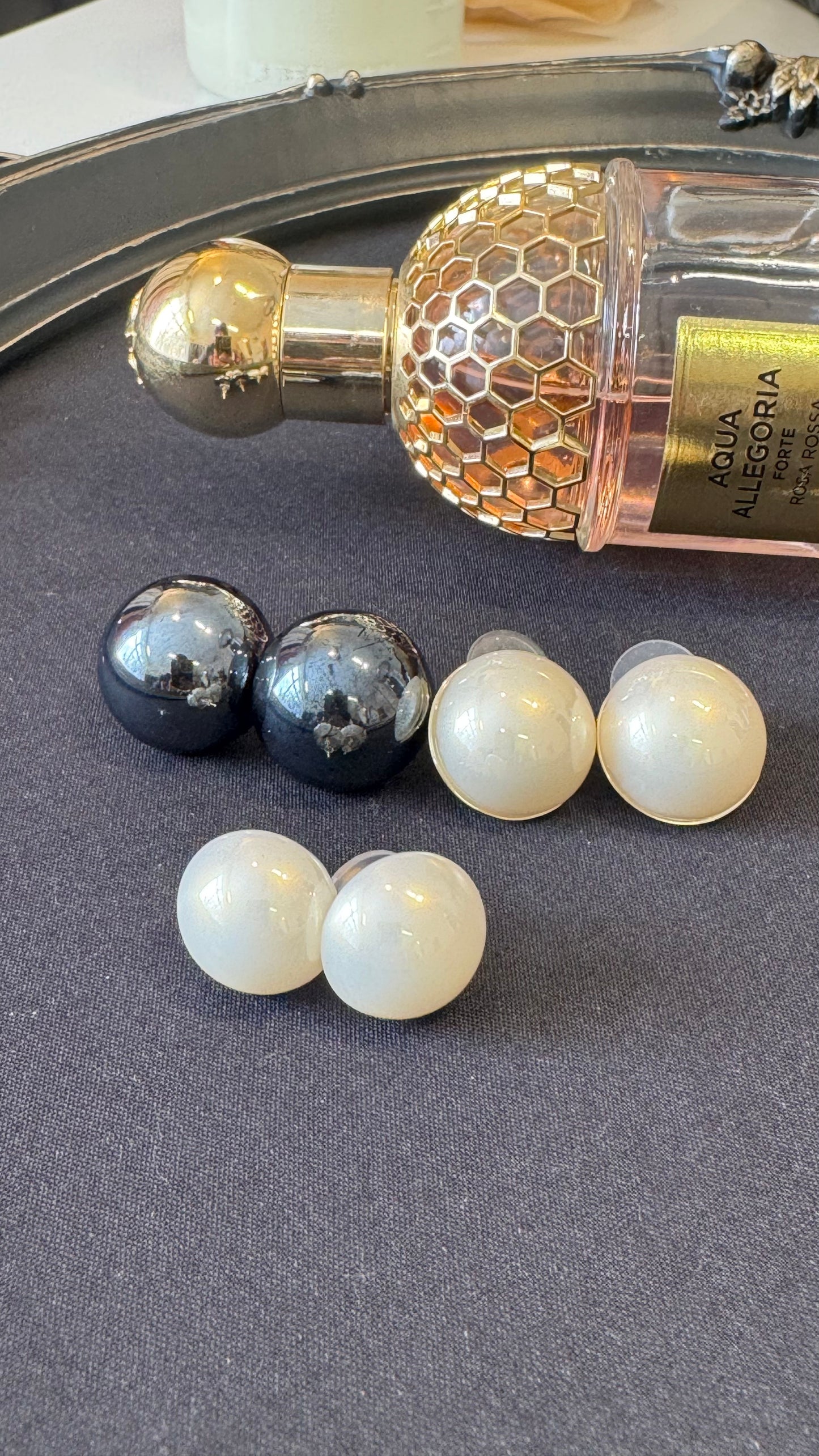Round Pearl Stud Earrings - 925 Sterling Silver