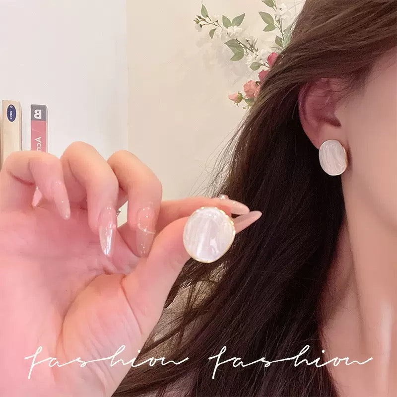 Color Options - Round Silver Stud Earrings