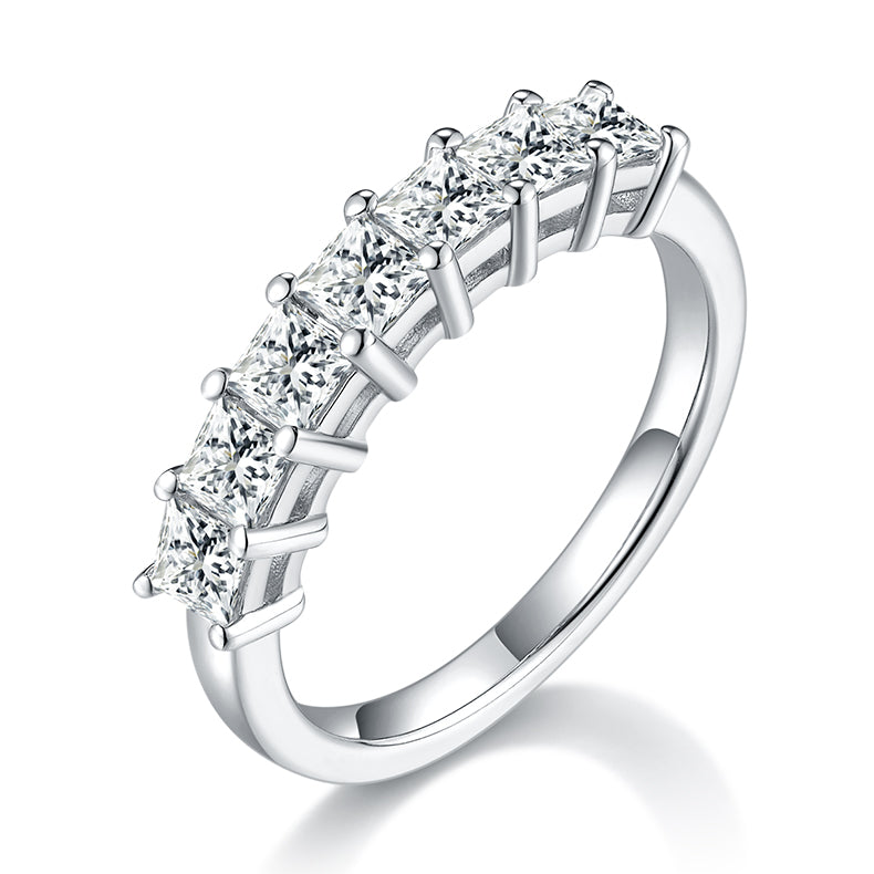Square Moissanite Diamond Row Ring