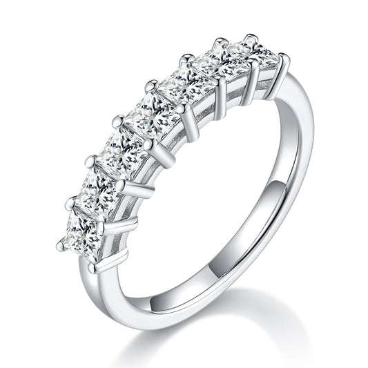 Square Moissanite Diamond Row Ring