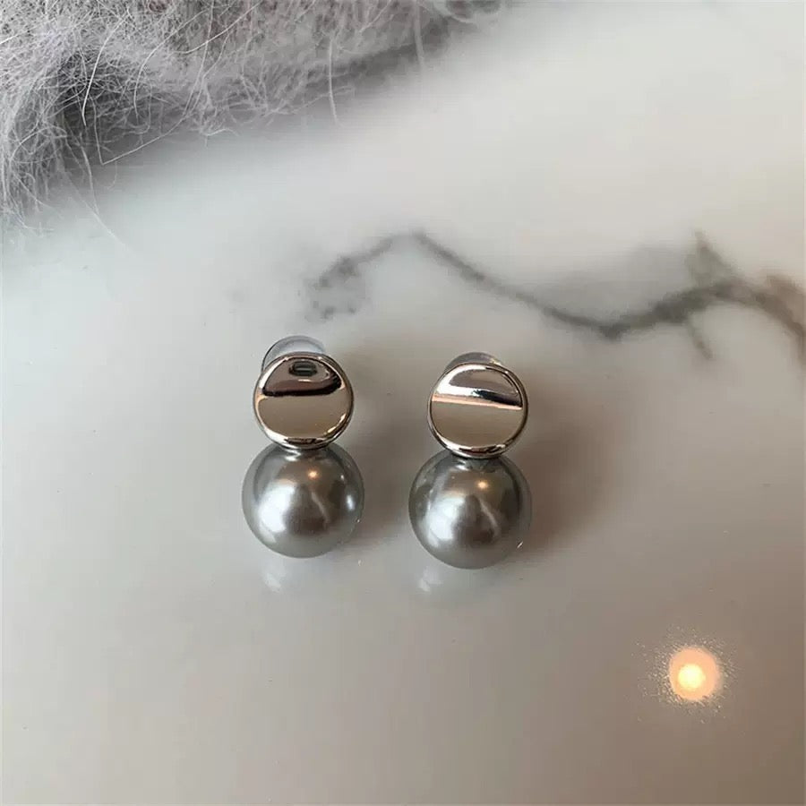 Sterling Silver Geometric Pearl Dangle Earrings