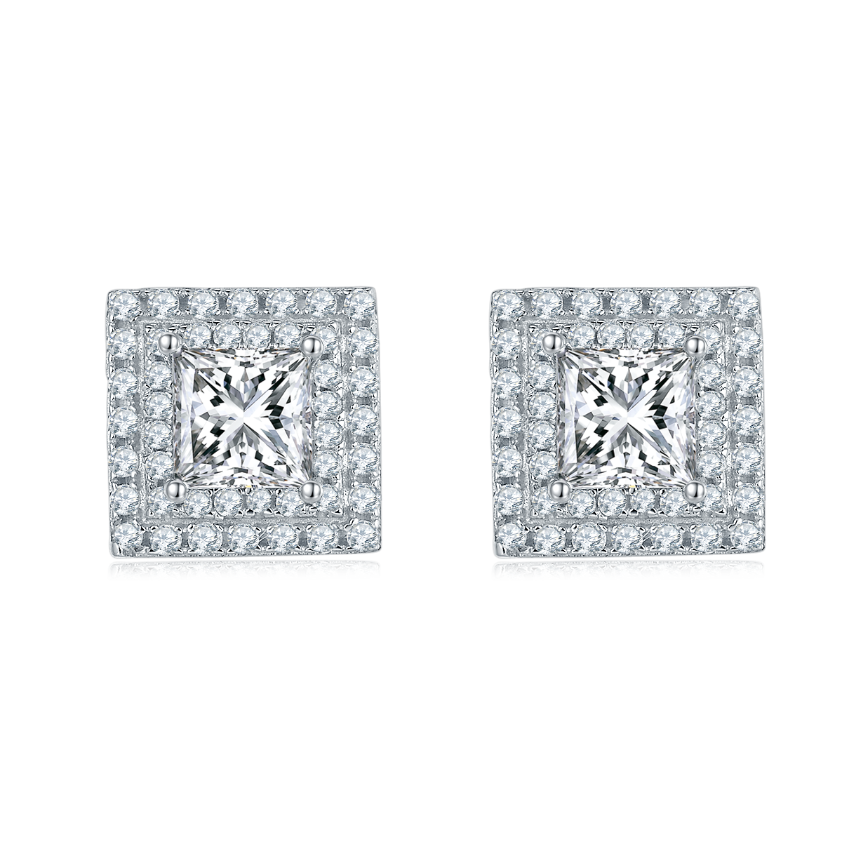 Square Luxury Elegant Moissanite Earrings