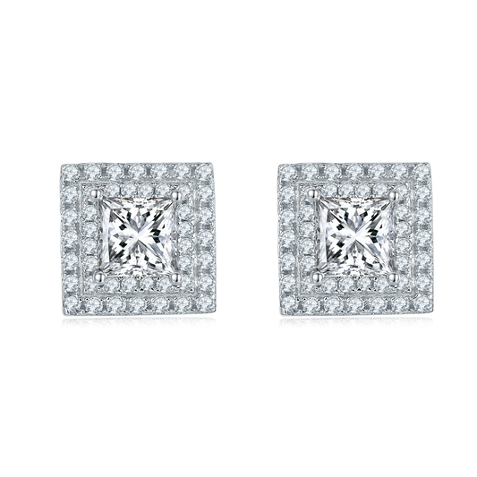 Square Luxury Elegant Moissanite Earrings