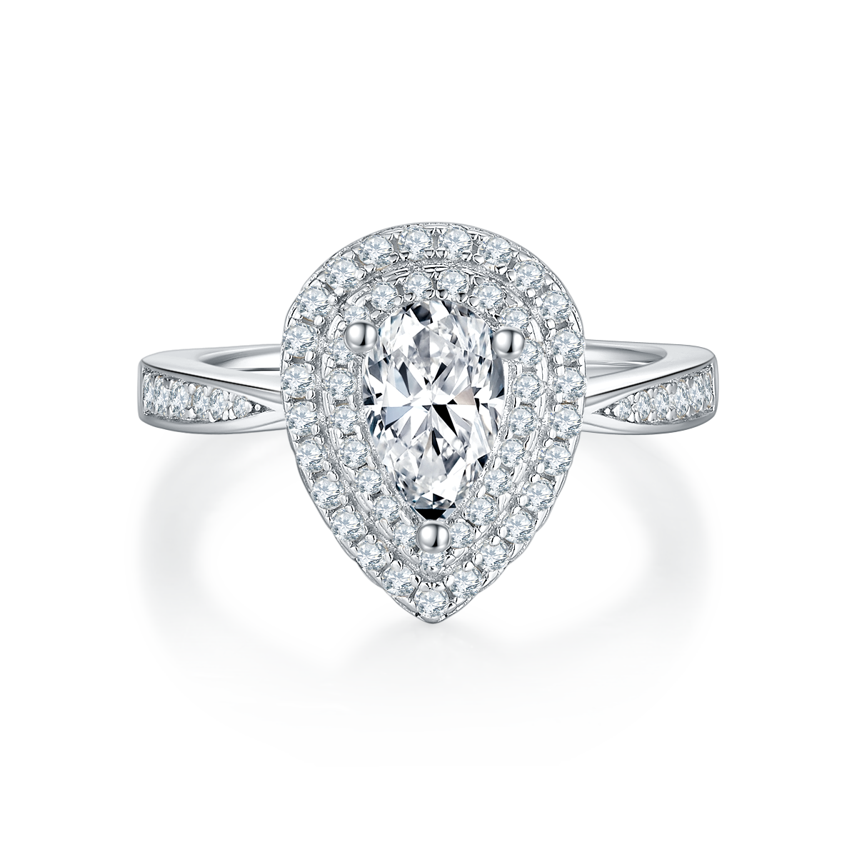 Pear shaped moissanite women's ring