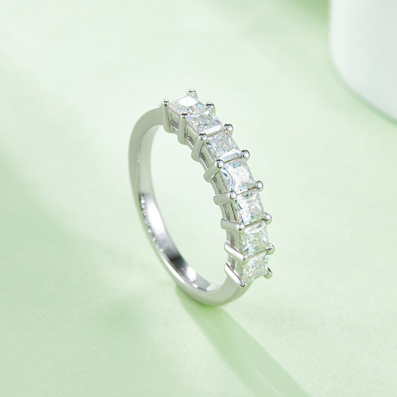 Square Moissanite Diamond Row Ring