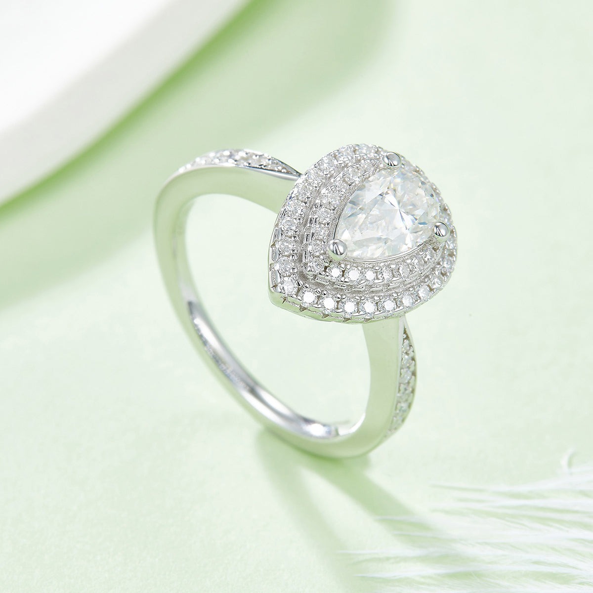 Pear shaped moissanite women's ring