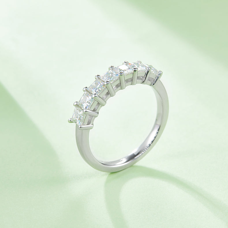 Square Moissanite Diamond Row Ring
