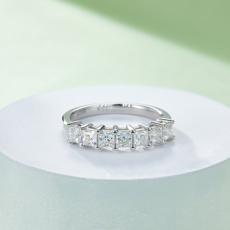 Square Moissanite Diamond Row Ring