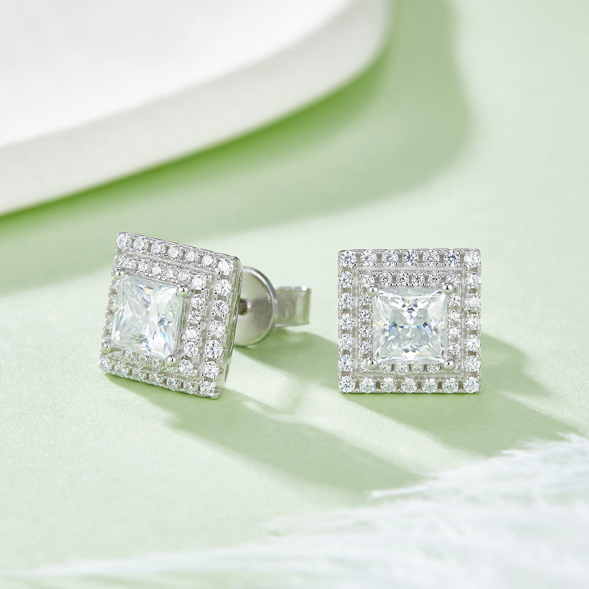 Square Luxury Elegant Moissanite Earrings