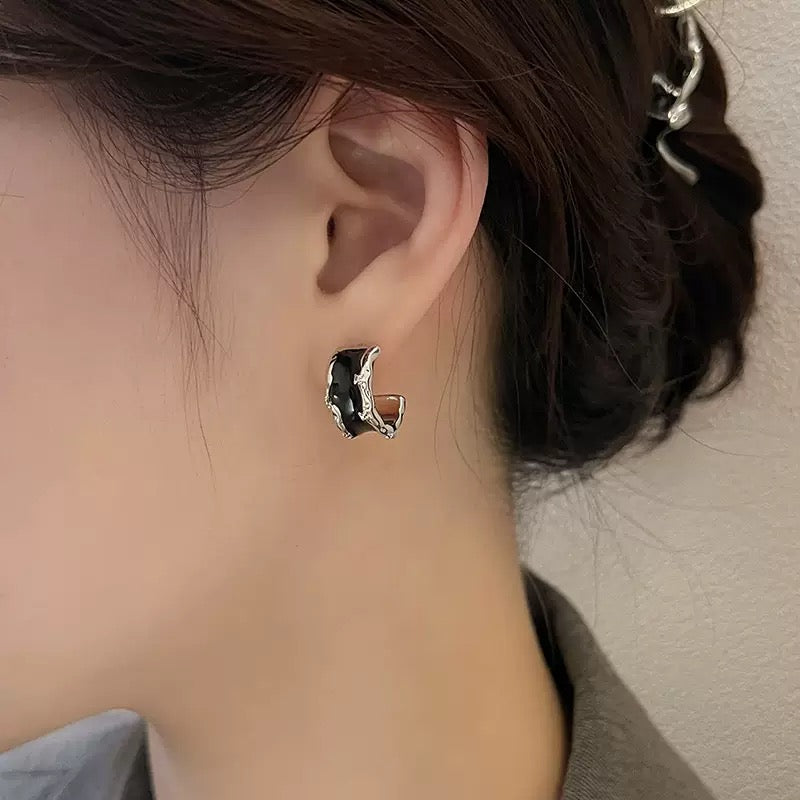 Contemporary Style Silver Studs Earrings