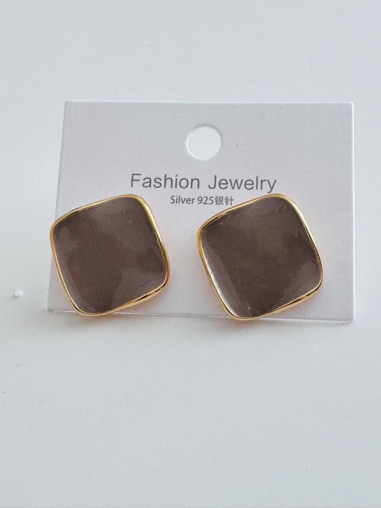 Contemporary Style Silver Studs Earrings