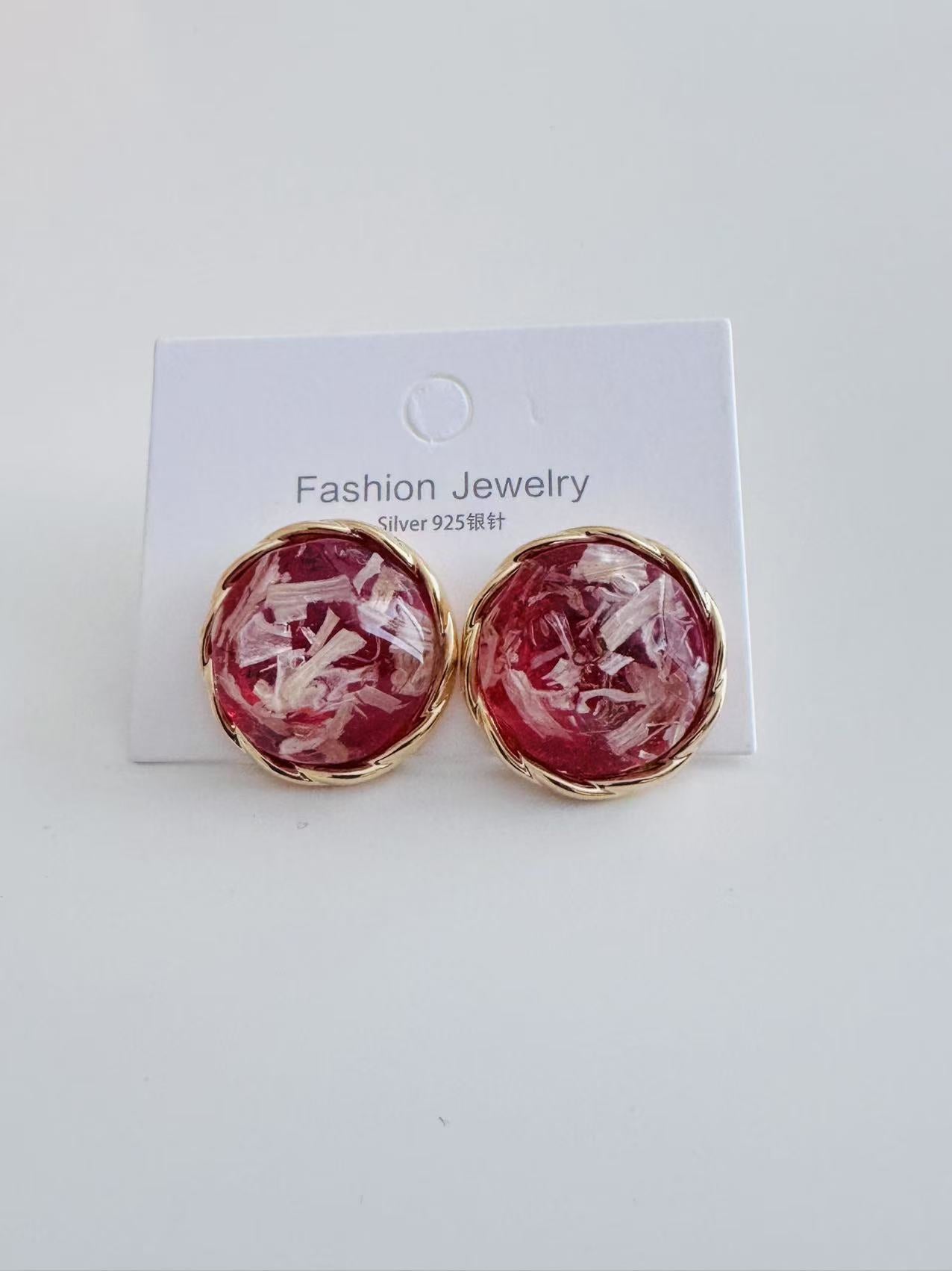 Color Options - Round Silver Stud Earrings