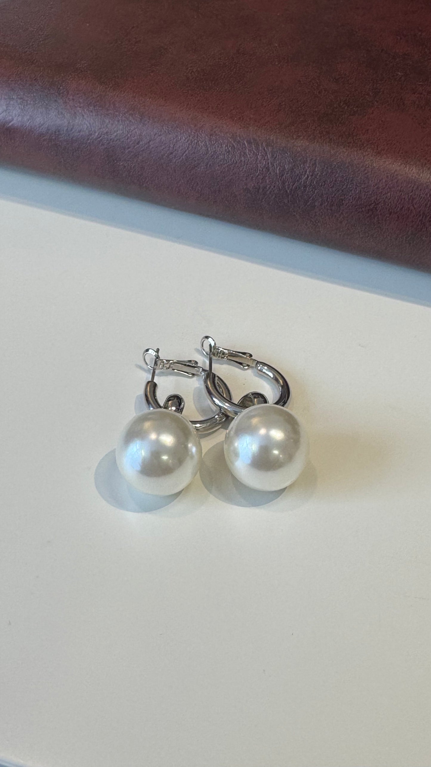 Sterling Silver Geometric Pearl Dangle Earrings