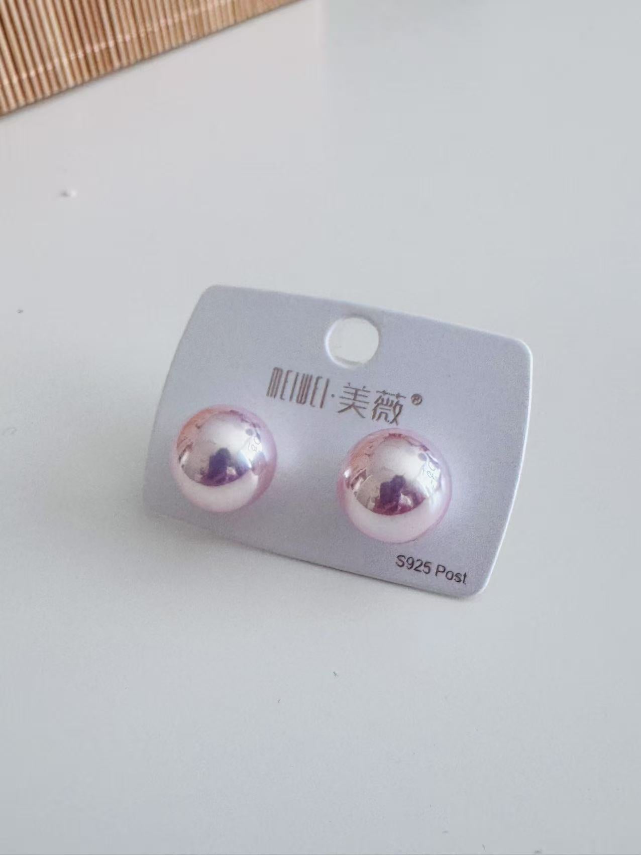Color Options - Round Silver Stud Earrings