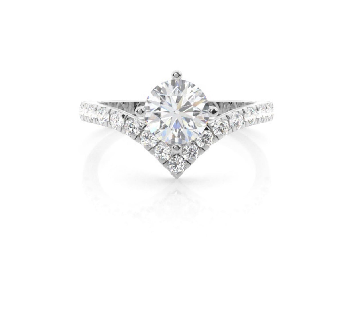 Prong Round Side Stone Moissanite Engagement Ring
