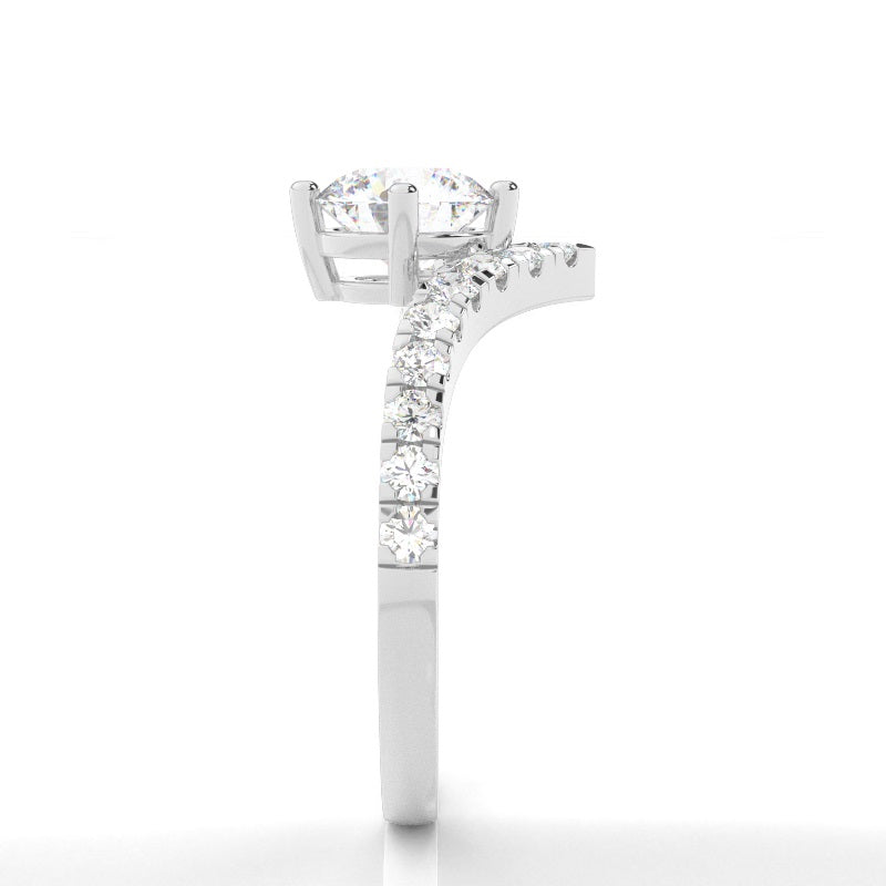 Prong Round Side Stone Moissanite Engagement Ring