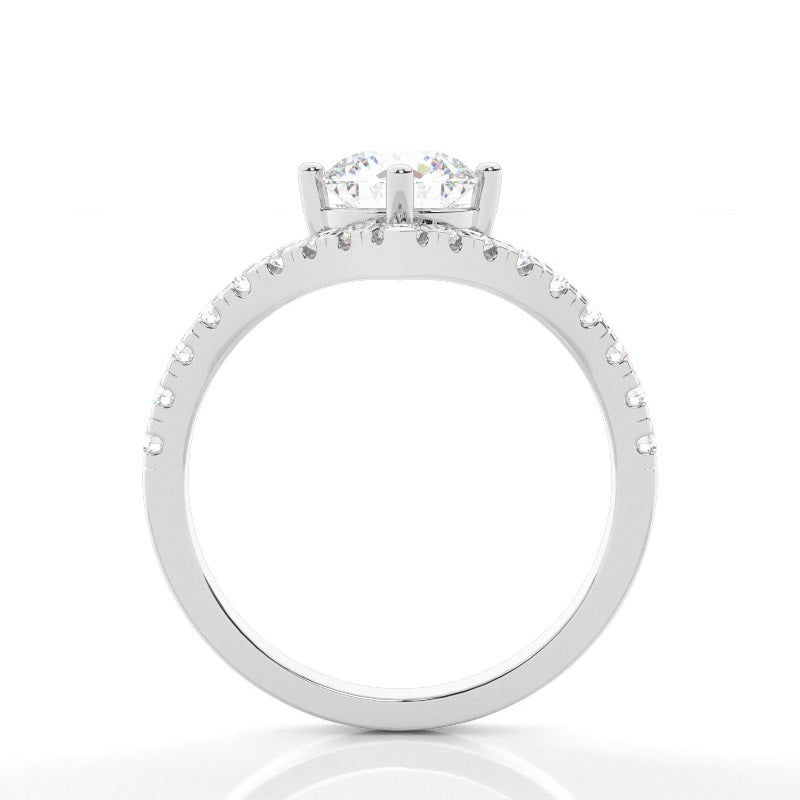 Prong Round Side Stone Moissanite Engagement Ring