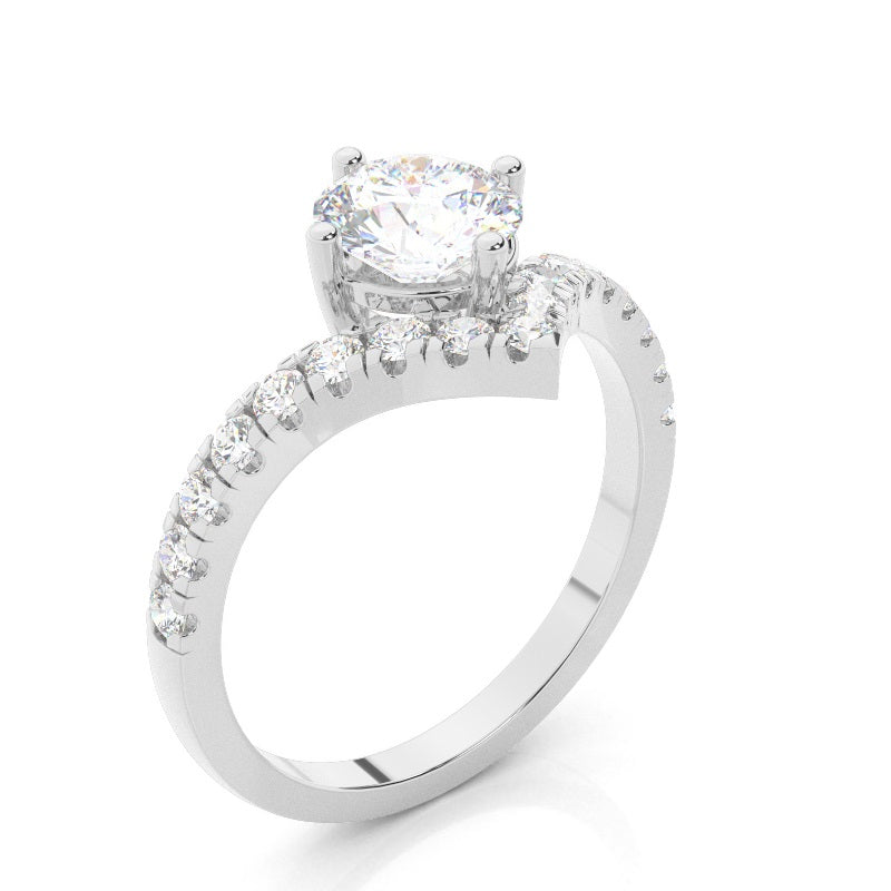 Prong Round Side Stone Moissanite Engagement Ring