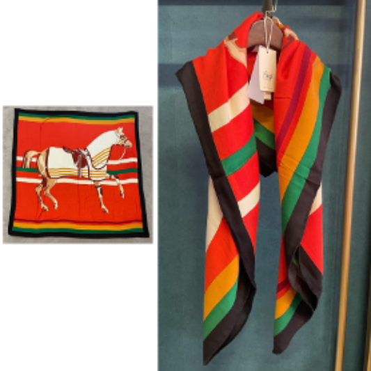 Large Cashmere Silk Pattern  Scarf