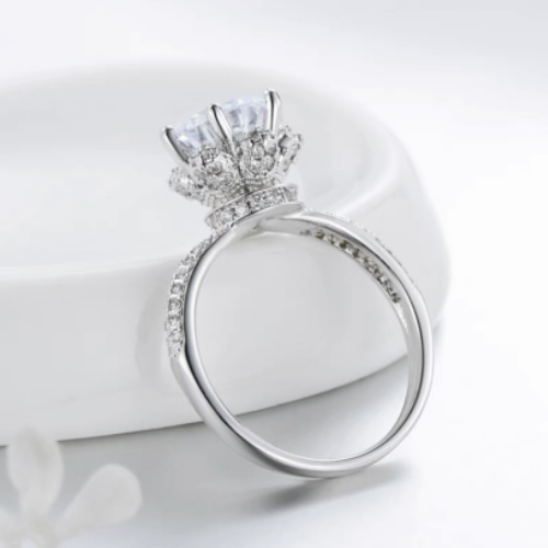 Moissanite Diamond Flower Queen Row Ring