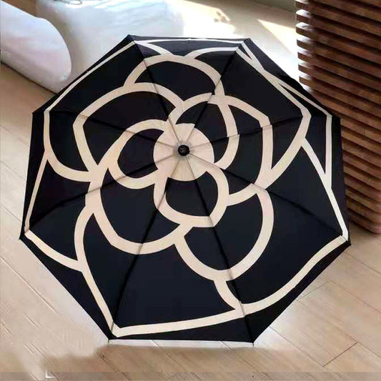 Camellia three folding automatic sunshade sunscreen UV sun umbrella dual-use