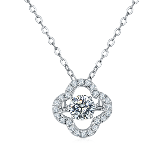 Moissanite Diamond Four Leaf Clover Dancing Pendant OLDC