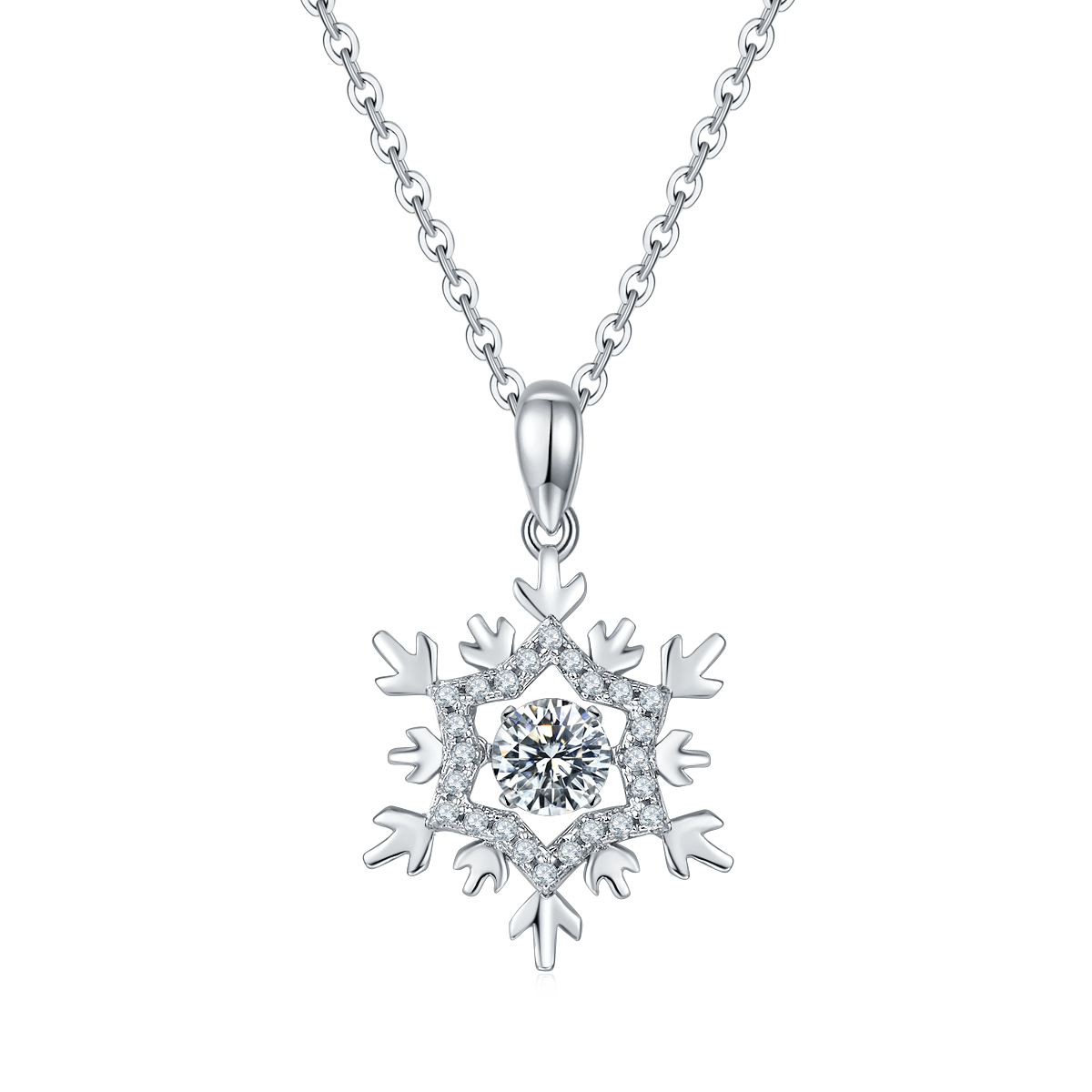 Moissanite Diamond Snowflake Dancing Pendant OLDJ